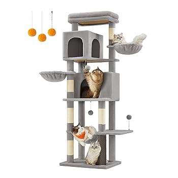Amazon | FEANDREA キャットタワー 猫タワー スリム 大型猫用